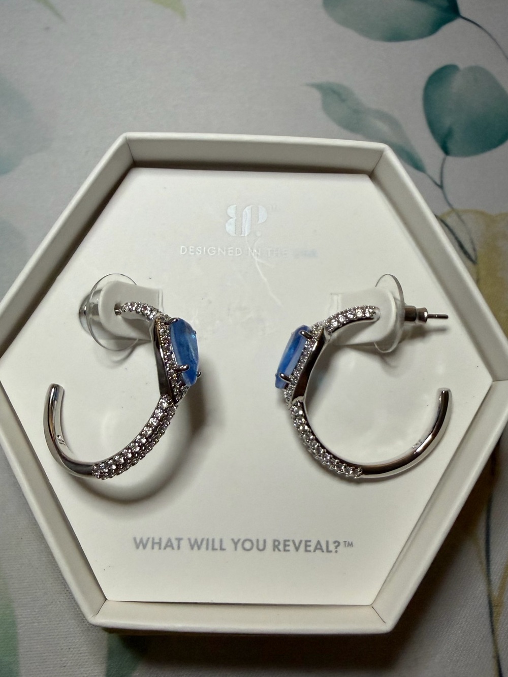 Bomb Party- Ocean Blue Lab Created Quartz Earrings with Rhodium Plating